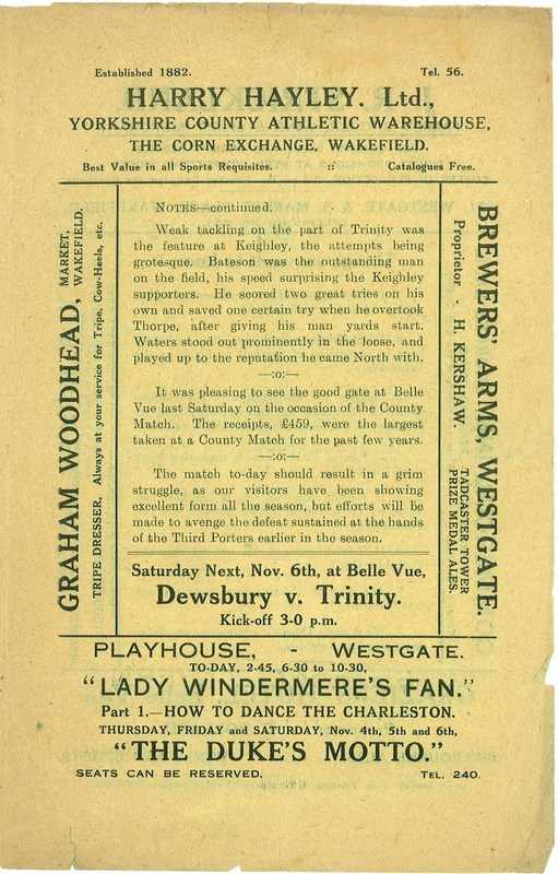 3rd November  1926  Wakefield v Hull centre right
