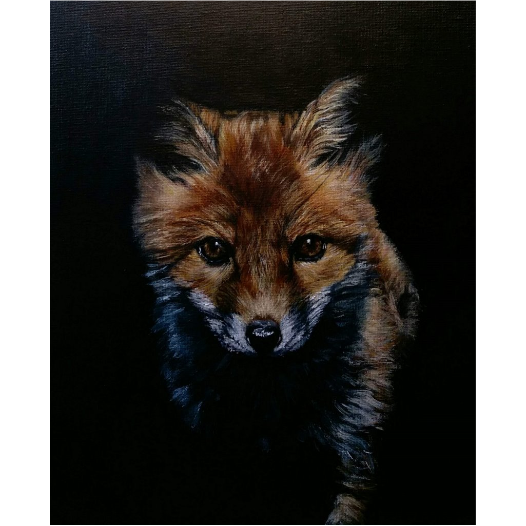 Painting of fox cub