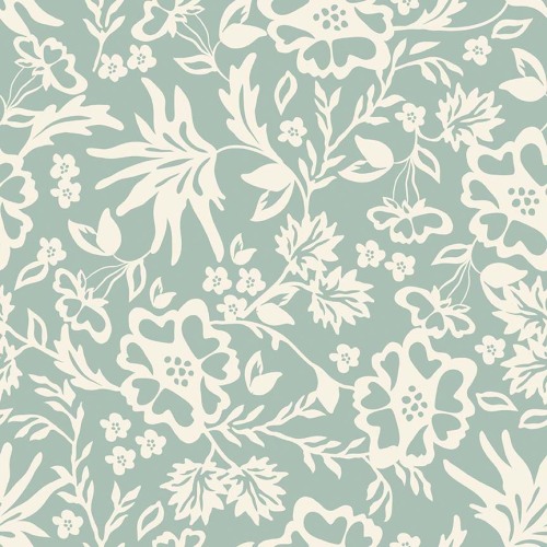 Riley Blake ~ Apricot and Persimmon ~ Floral Mint