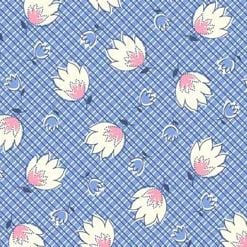P & B Textiles ~ Feedsack ~ Crosshatch Floral Blue