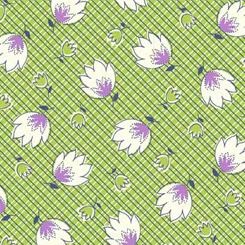 P & B Textiles ~ Feedsack ~ Crosshatch Floral Green