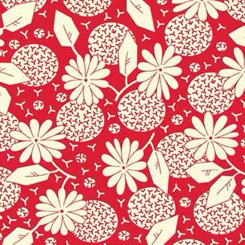 P & B Textiles ~ Feedsack ~ Flower Heads Red