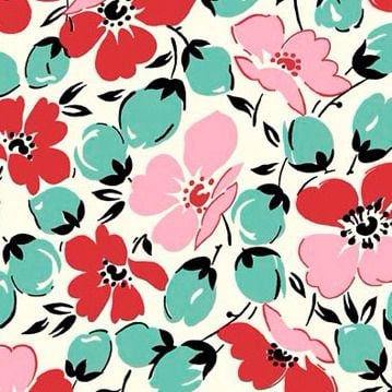 P & B Textiles ~ Feedsack ~ Main in Pink and Teal