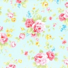 Lecien Fabric ~ Antique Flower Pastel ~ Large Rose Bouquet Sky Blue