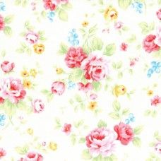 Lecien Fabric ~ Antique Flower Pastel ~ Large Rose Bouquet White