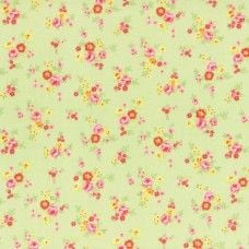 Lecien Fabric ~ Antique Flower Pastel ~ Tiny Rose Bouquet Green