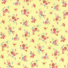 Lecien Fabric ~ Antique Flower Pastel ~ Tiny Rose Bouquet Yellow