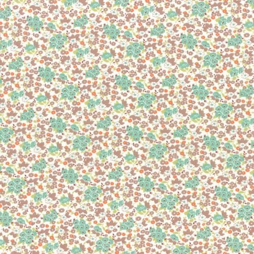 Lecien Fabric ~ Retro 30's Smile Child ~ Floral Aloe & Cream