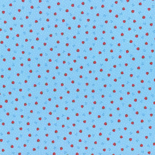 Lecien Fabric ~ Retro 30's Smile Child ~ Strawberries Blue