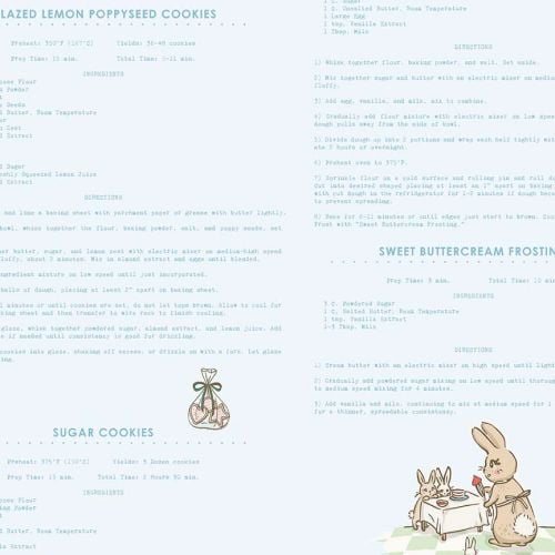 Penny Rose Fabrics ~ Bunnies & Cream ~ Recipes Blue