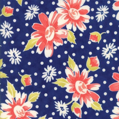 Moda Fabrics ~ Coney Island ~ Daisy Blooms Midnight Blue
