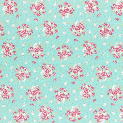Lecien Fabric ~ La Conner ~ Bouquet in Rain Metallic