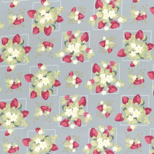 Lecien Fabric ~ La Conner ~ Strawberries in Wicker Metallic
