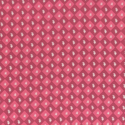 Lecien Fabric ~ La Conner ~ Floral Square in Cranberry