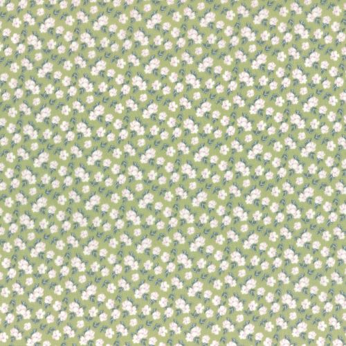 Lecien Fabric ~ La Conner ~ Pansies in Sage Metallic