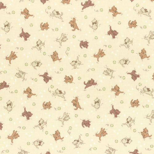Lecien Fabric ~ Retro 30's Smile Child Spring 2017 ~ Kittens Cream