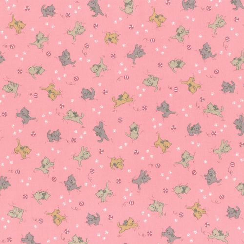 Lecien Fabric ~ Retro 30's Smile Child Spring 2017 ~ Kittens Pink