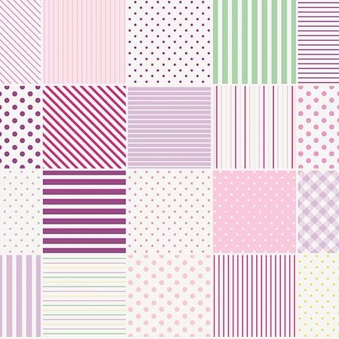 Penny Rose Fabrics ~ Little Dolly ~ Blocks Lilac HALF METRE