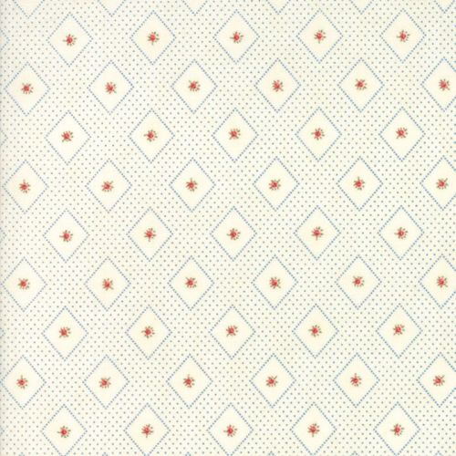 Moda Fabrics ~ Ann's Arbor ~ Diamonds and Rose Bud Blue on Cream