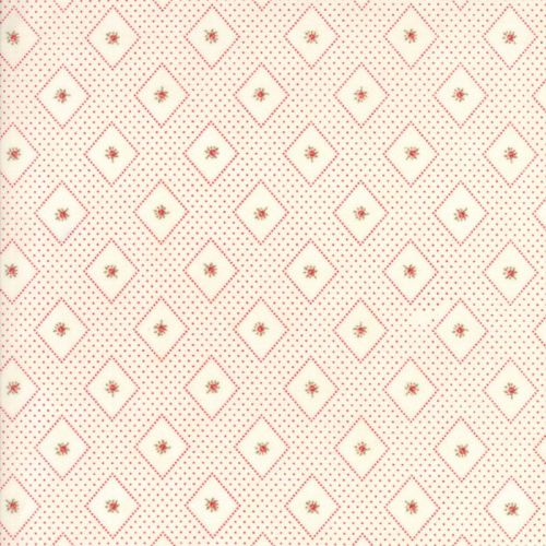 Moda Fabrics ~ Ann's Arbor ~ Diamonds and RoseBud Red on Cream