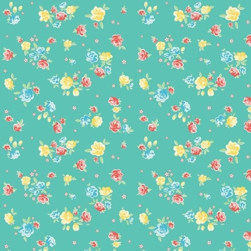 Penny Rose Fabrics ~ Bunnies & Blossoms ~ Blossoms Teal