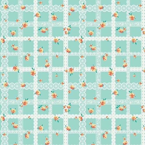 Penny Rose Fabrics ~ Bunnies & Blossoms ~ Lace Teal
