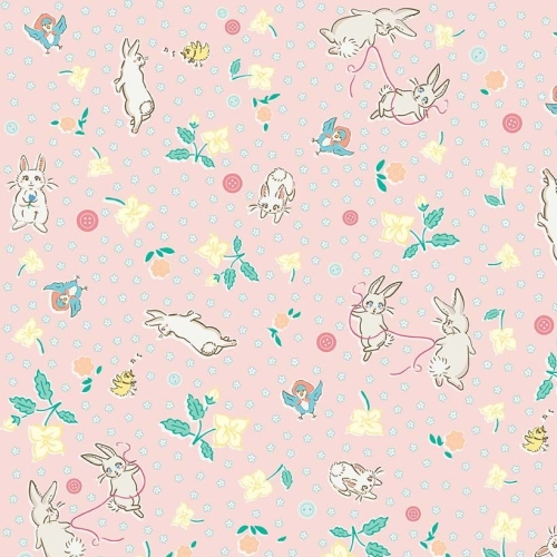 Penny Rose Fabrics ~ Bunnies & Blossoms ~ Main Pink