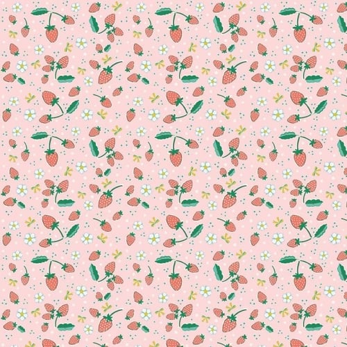 Penny Rose Fabrics ~ Bunnies & Blossoms ~ Strawberries Pink