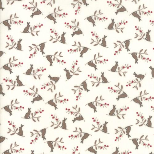 Moda Fabric ~ Cottontail Cottage ~ Bunny Branch Cottontail White