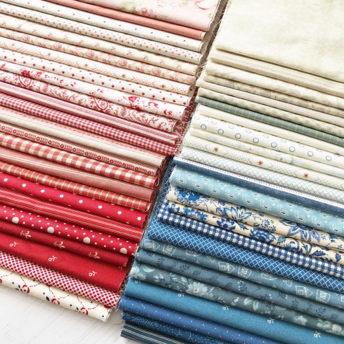 'Make it' Sarah's Faded Red, White and Blue Log Cabin Quilt Fat Eighth Bund
