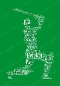 Cricket Print - White on Green