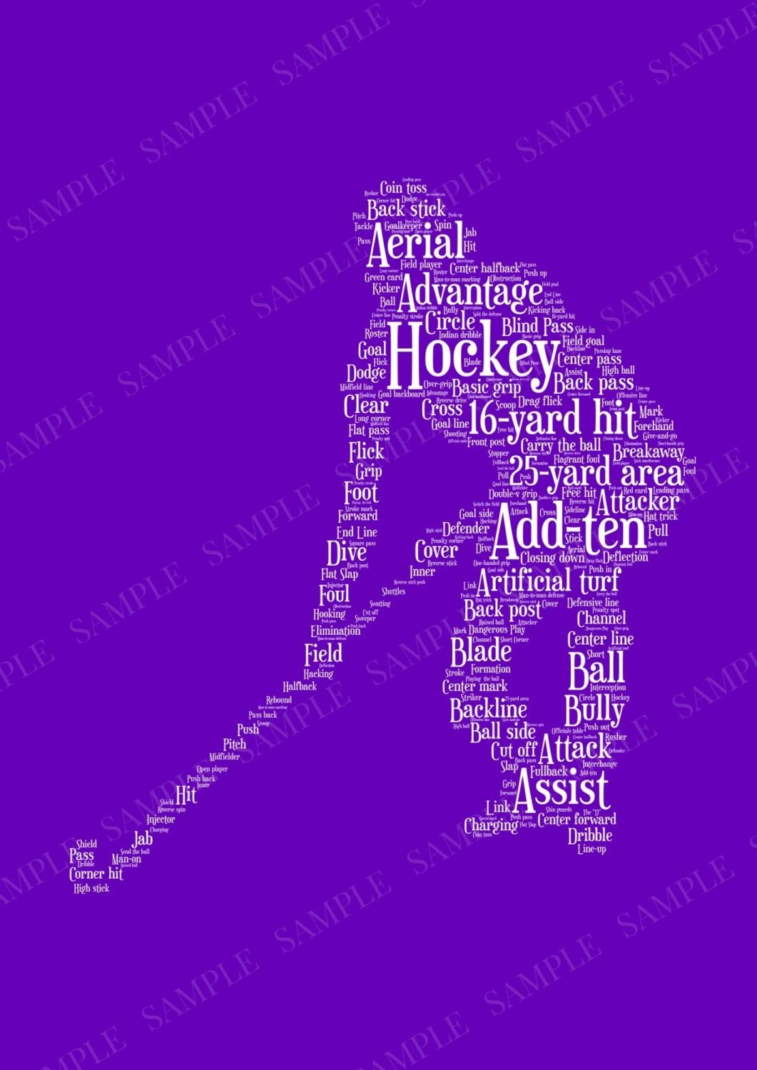 Hockey Print - White on Purple