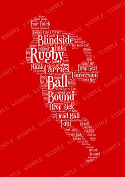 Rugby Print - White on Red