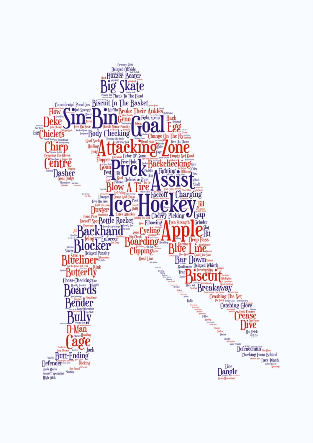 Ice Hockey Print - Coloured on White