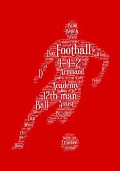 Football Print - White on Red