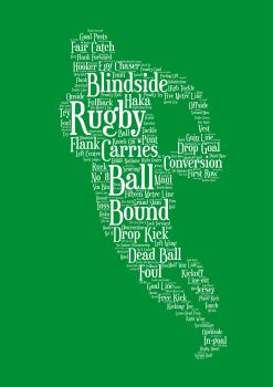 Rugby Print - White on Green