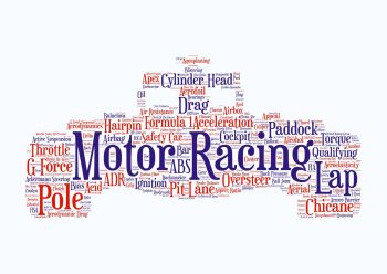 Motor Racing Print - Coloured on White