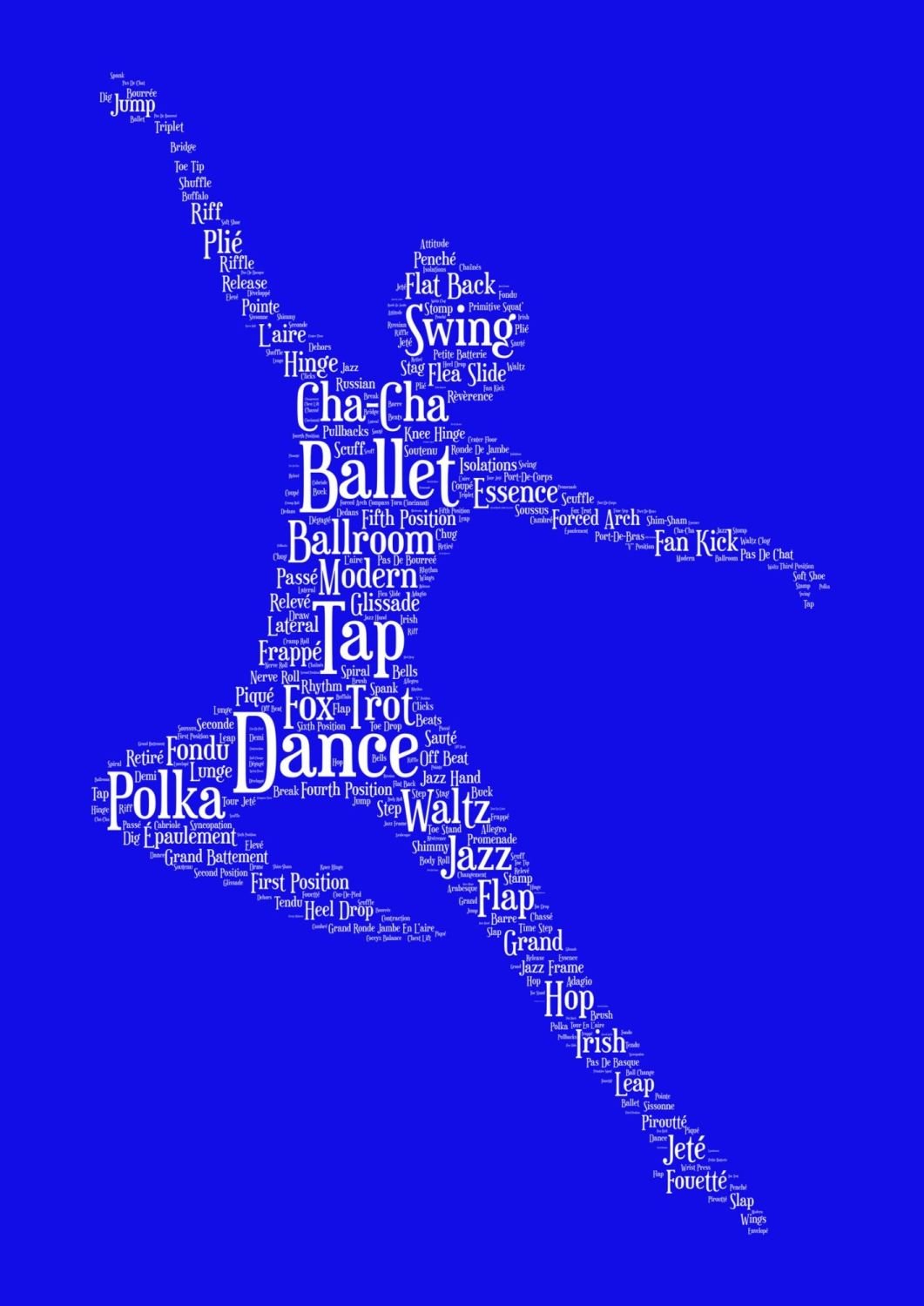 Dance Print - White on Blue