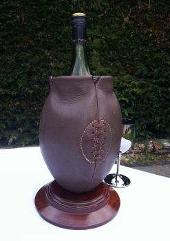 2nd ONLY Vintage Style Rugby Ball Wine Cooler on Wooden Base