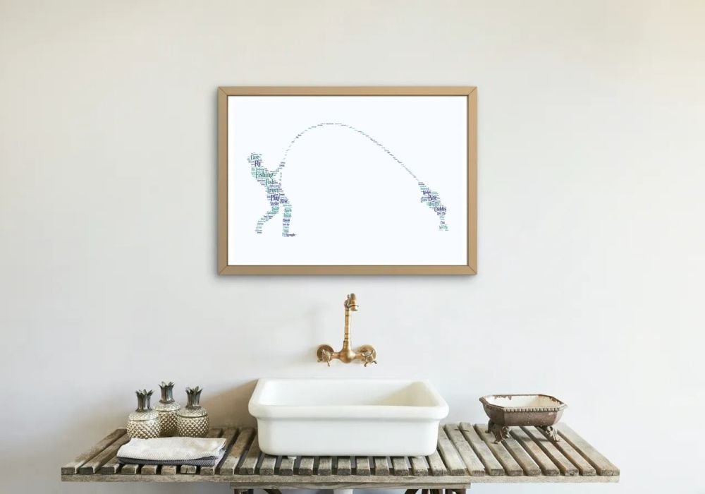 Fly Fishing Print - Coloured on White