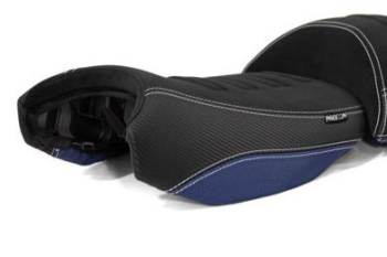 BMW R1200GS incl. Adventure (13-19) Isotta Comfort Riders Seat with Prostate Channel - Lowered / Black/Blue/Red - Trophy