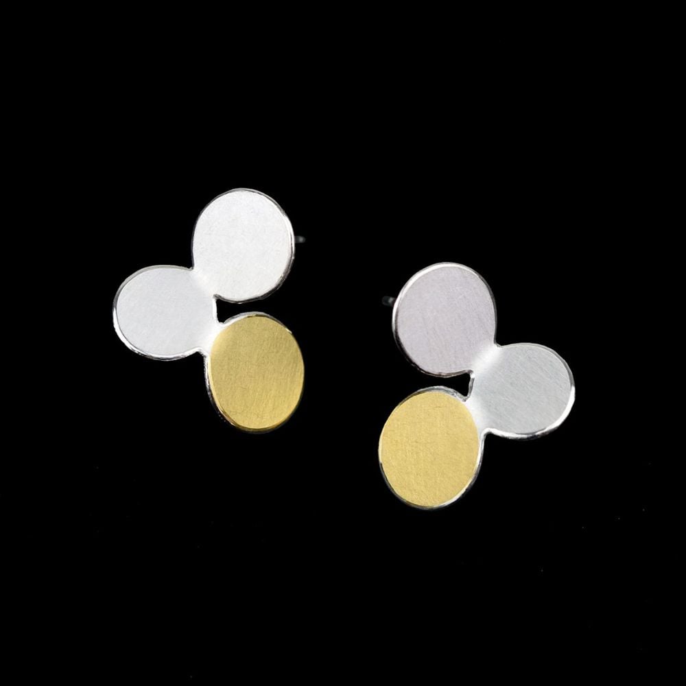 <!-- 131 -->3 circles earrings with Keumboo