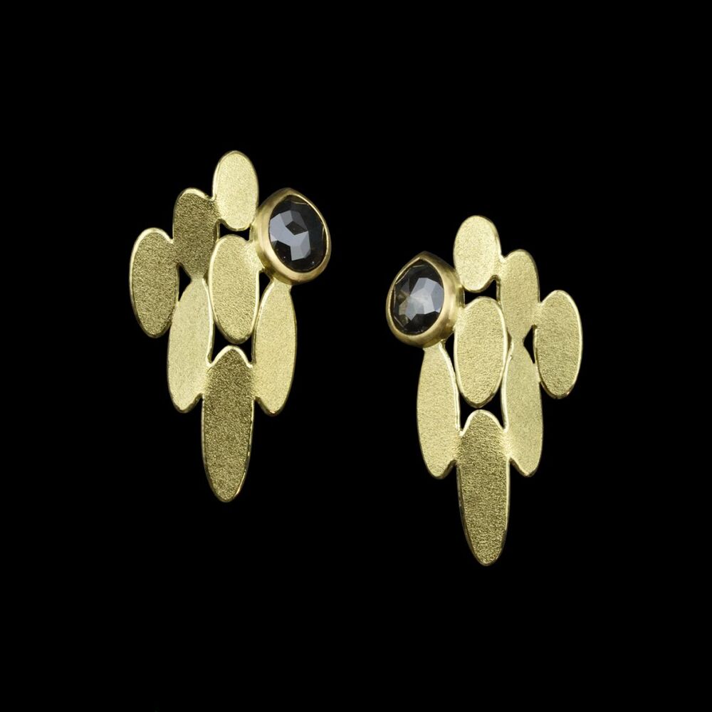 Mixed oval gold diamond earrings