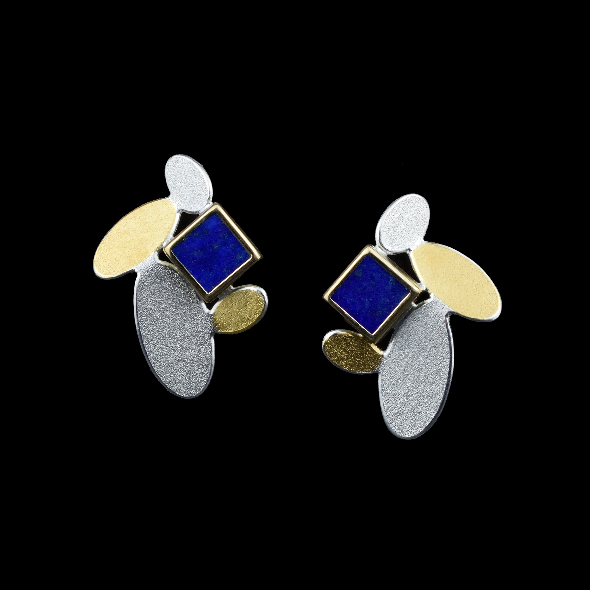 Mixed oval lapis earrings