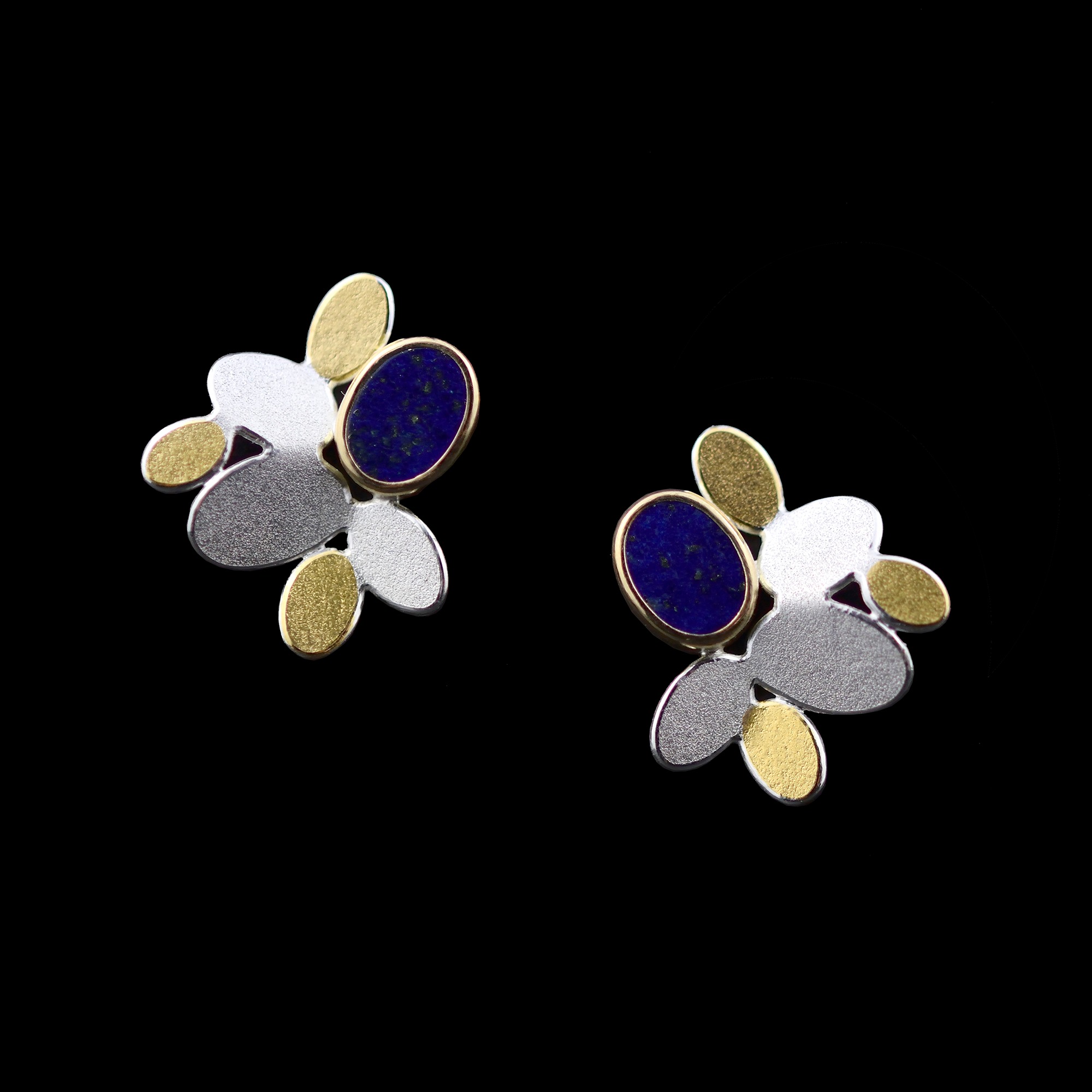 Mixed oval flower lapis earrings
