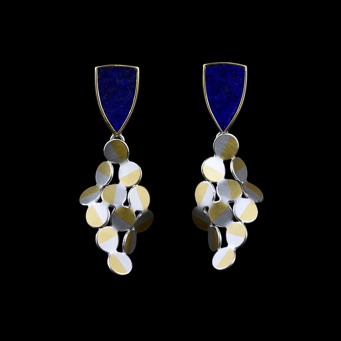 Lapis rhombus dangling earrings