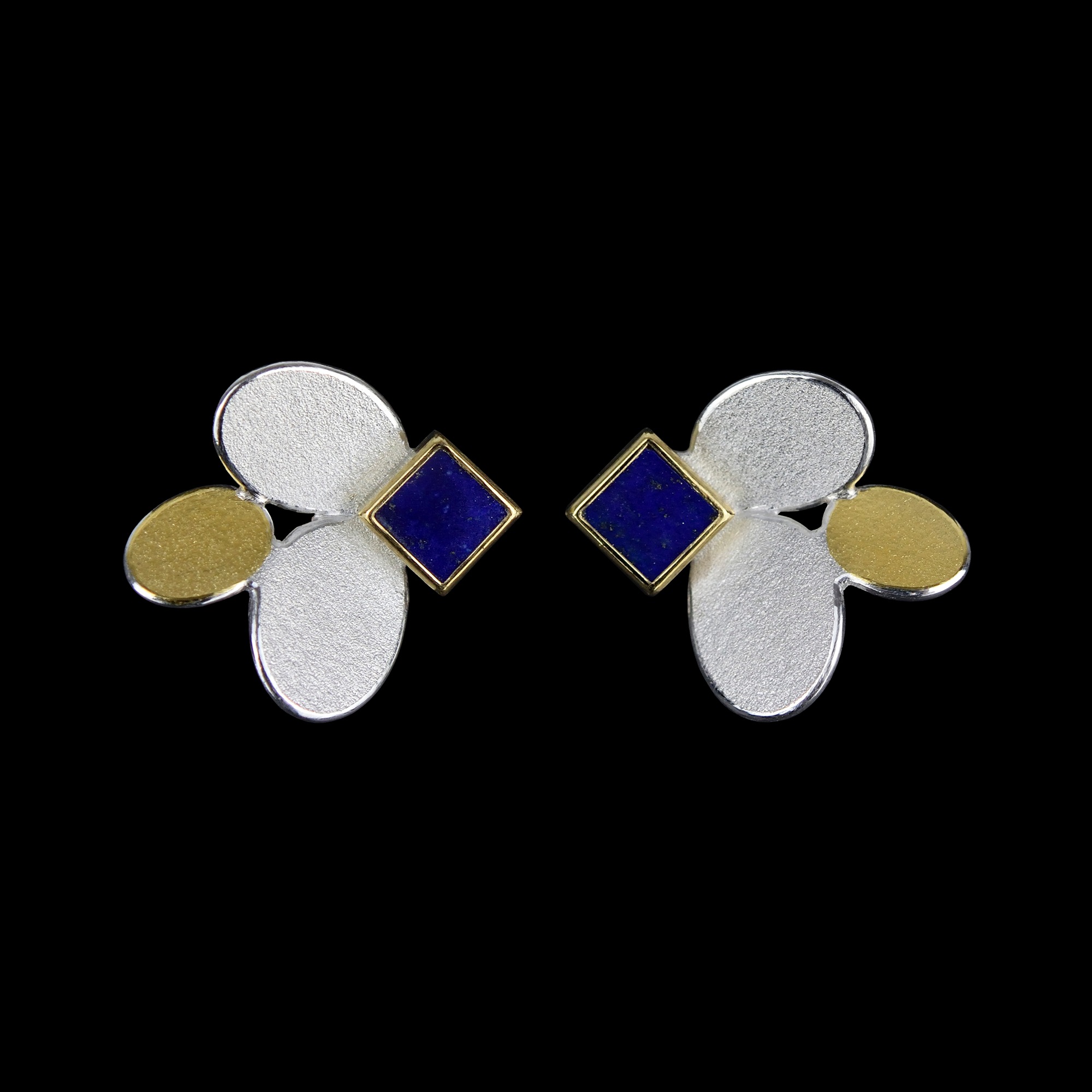 3 oval laspis earrings