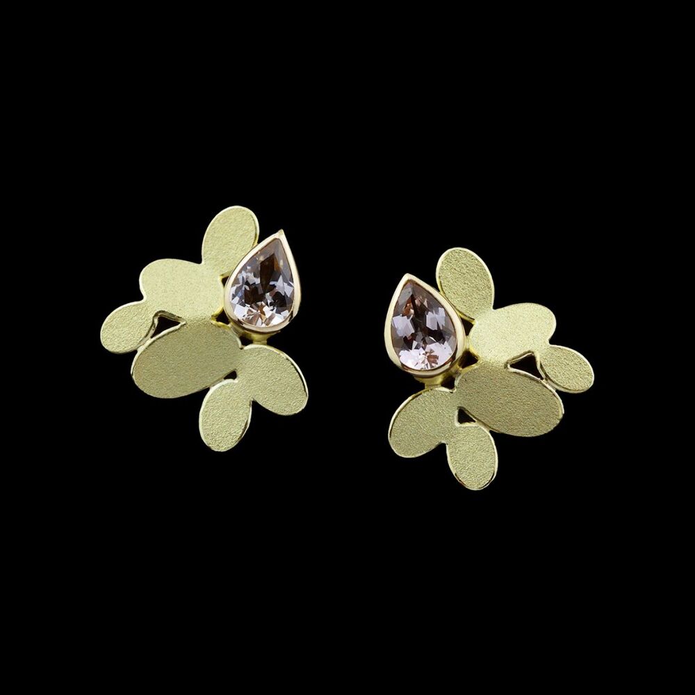 Mixed ovals gold sapphire earrings