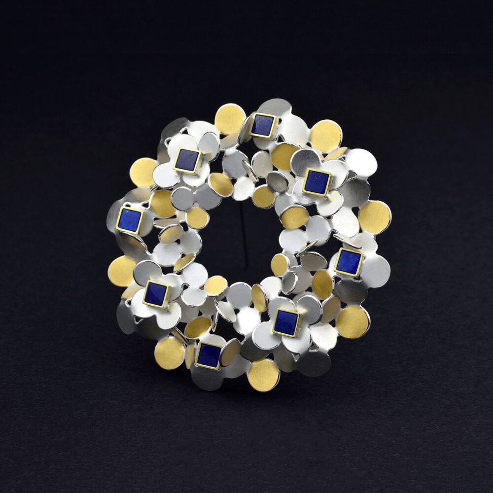 Flower lapis brooch