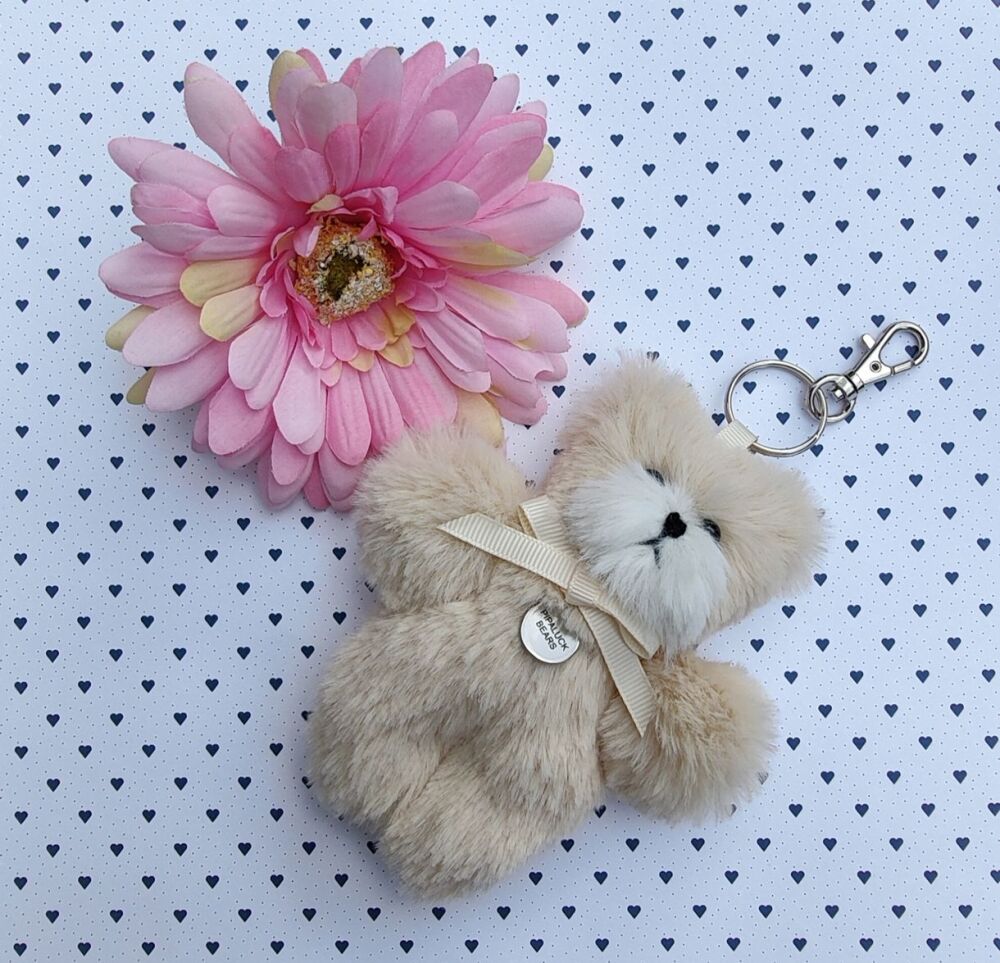 Hand made teddy handbag charm/keyring